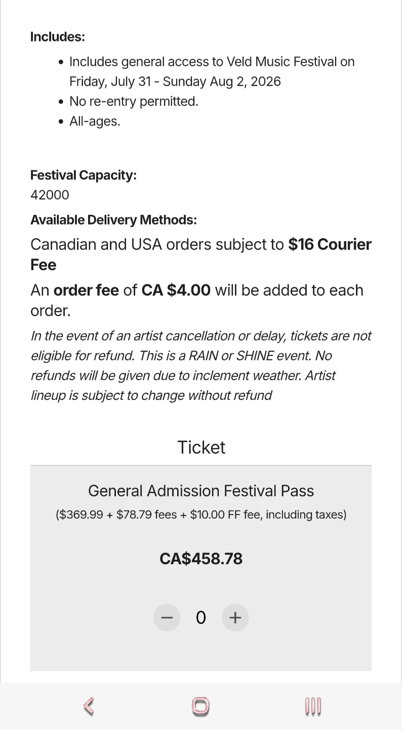 VELD Music Festival 2026 General Admission Tickets - photo 3