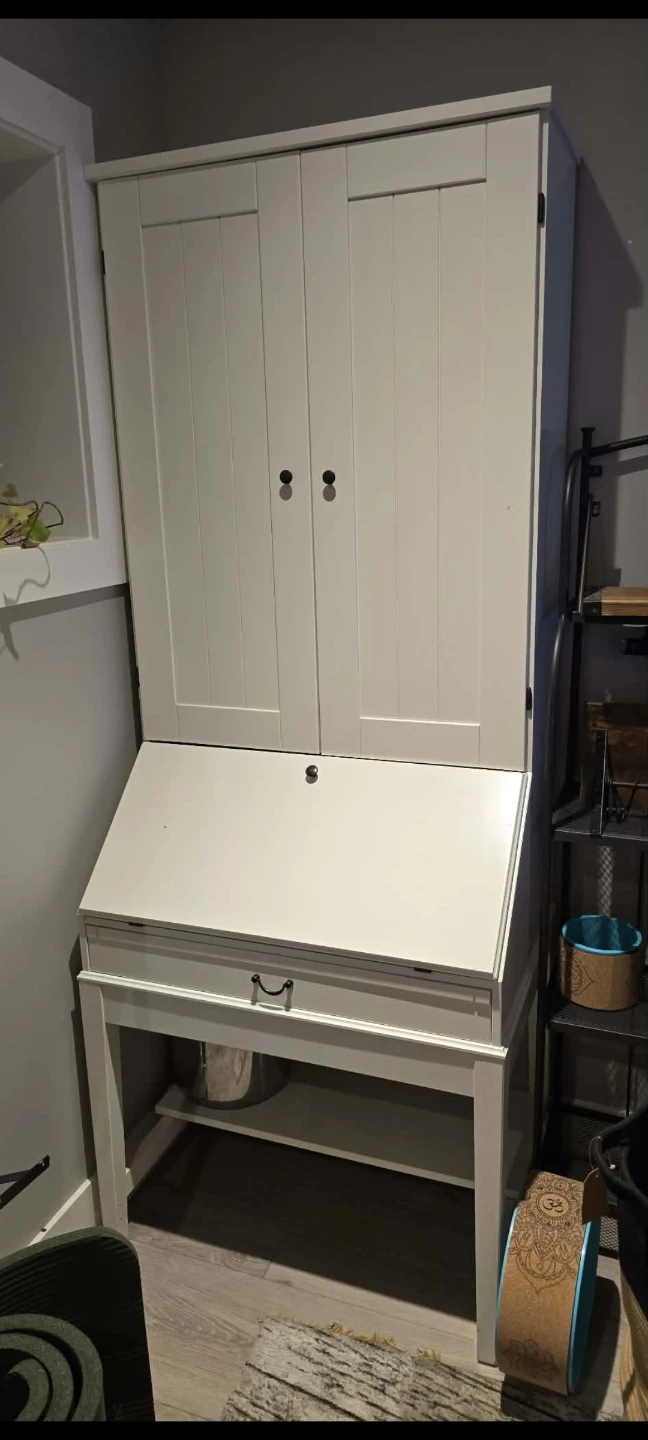 White Secretary Desk/Cabinet - photo 2