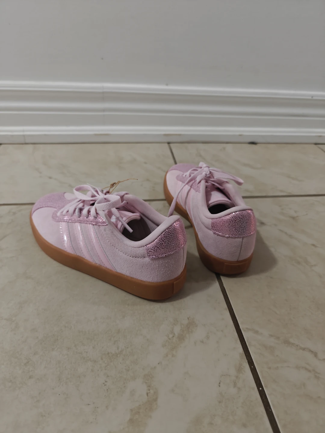Adidas VL Court 3.0 Pink Glitter Toddler Shoes - photo 3