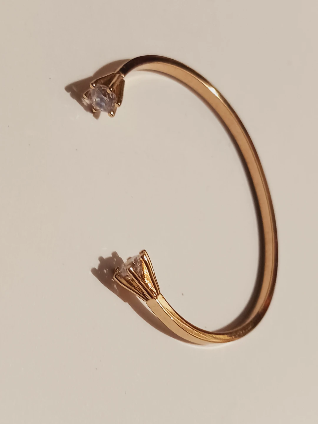 New! Gold tone cuff bracelet with clear accent stones - photo 4