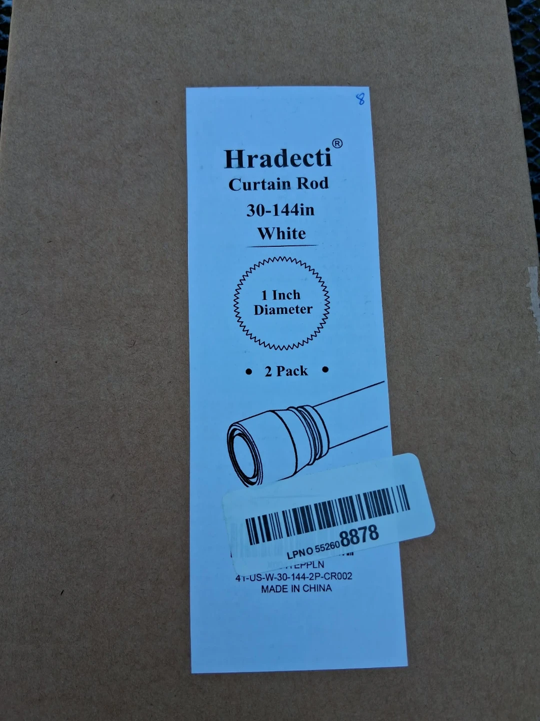 Hradecti Curtain Rod 30-144in White 1 Inch Diameter 2 Pack