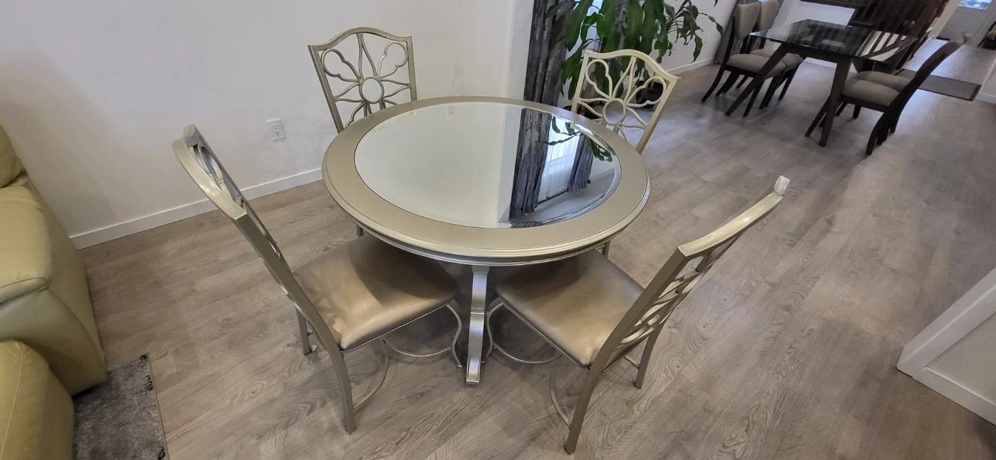 Ashley Round Mirror-top Dining Table Set with 5 Chairs. - photo 3