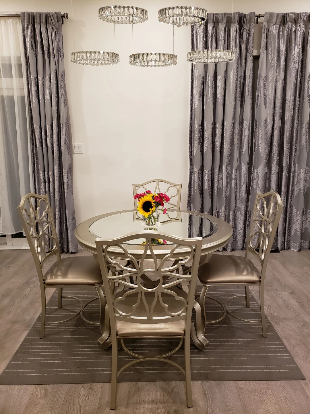 Ashley Round Mirror-top Dining Table Set with 5 Chairs. - photo 5