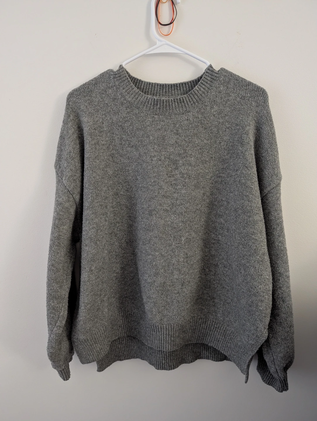 Grey Crewneck Pullover Sweater Knit Jumper Cozy Comfy