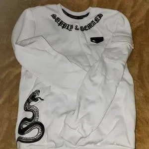 Supply & Demand White Snake Graphic Sweatshirt Size M