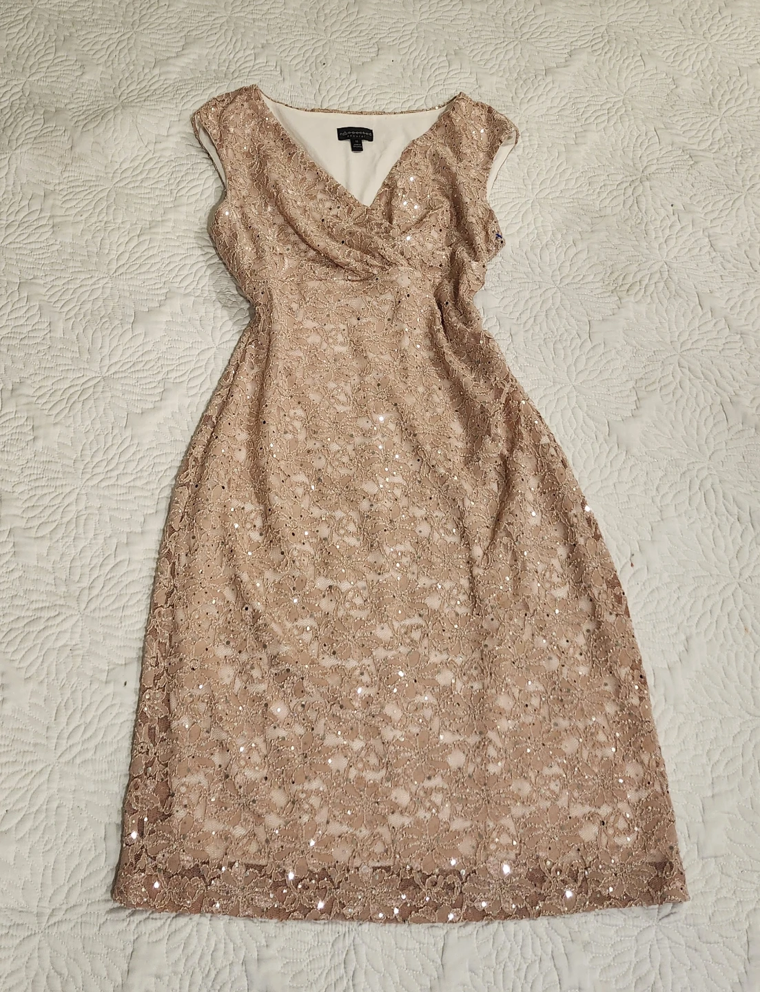 Adrianna Papell Rose Gold Lace Sequin Dress - photo 3