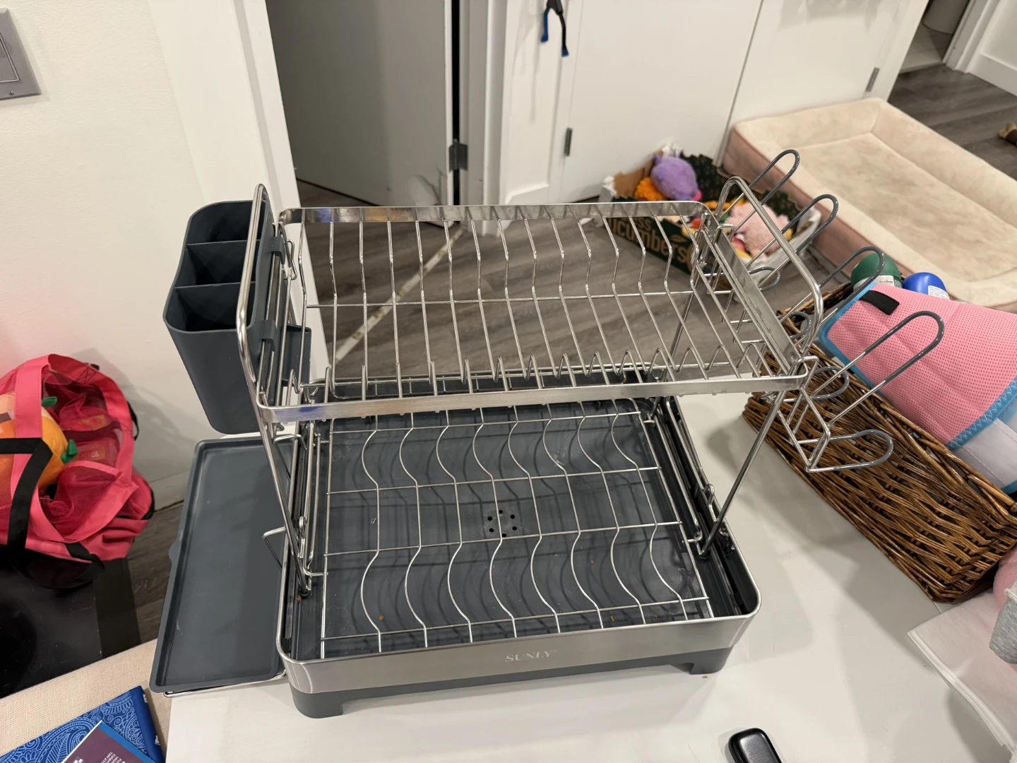 SUNLY 2-Tier Dish Rack with Utensil Holder - photo 2