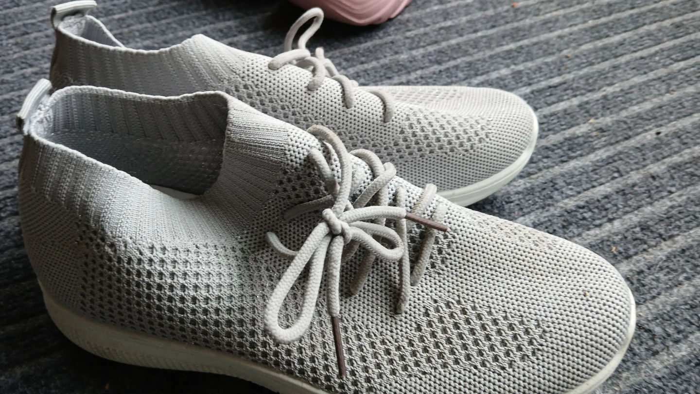Pink and Grey Lace-Up Sneakers - photo 2