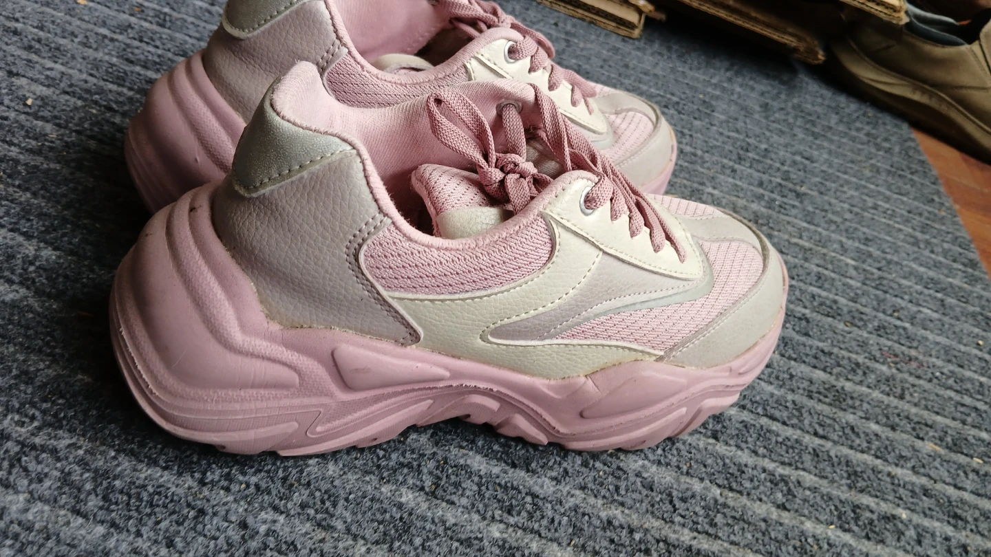 Pink and Grey Lace-Up Sneakers - photo 4