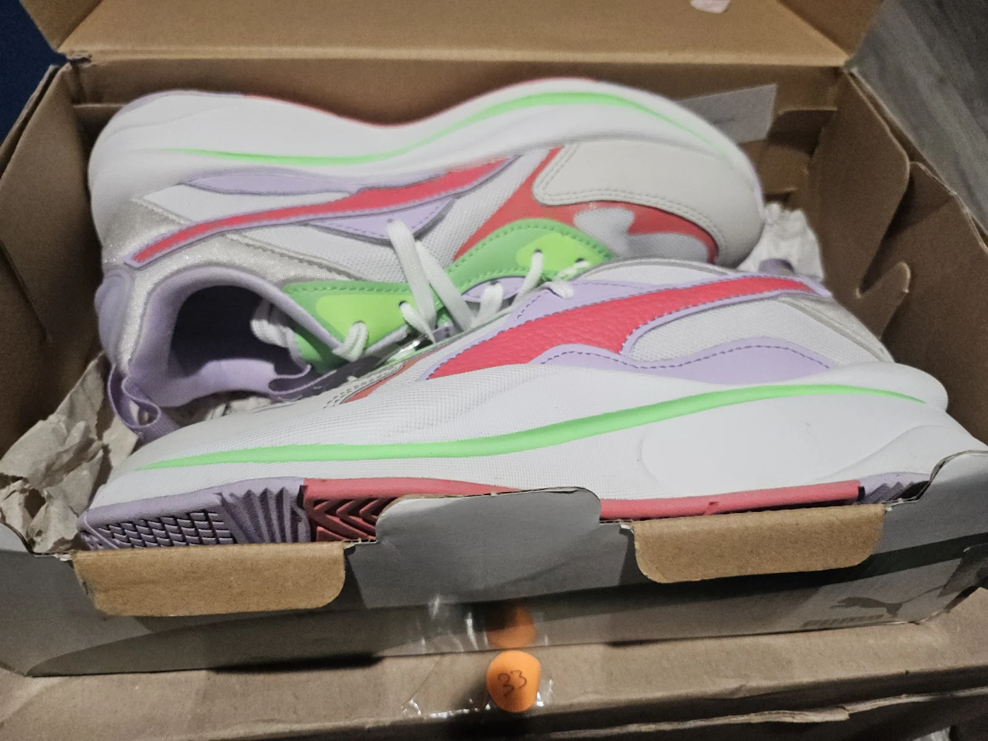 Puma Women's RS-X Pink Lime Green White Sneakers