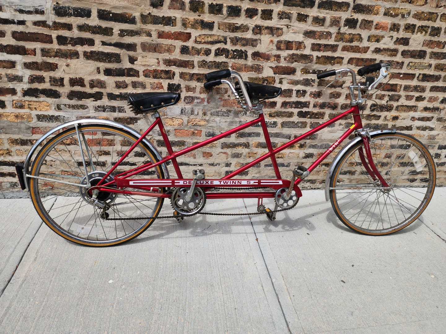 Red Schwinn "De Luxe Twinn 5" Tandem Bicycle