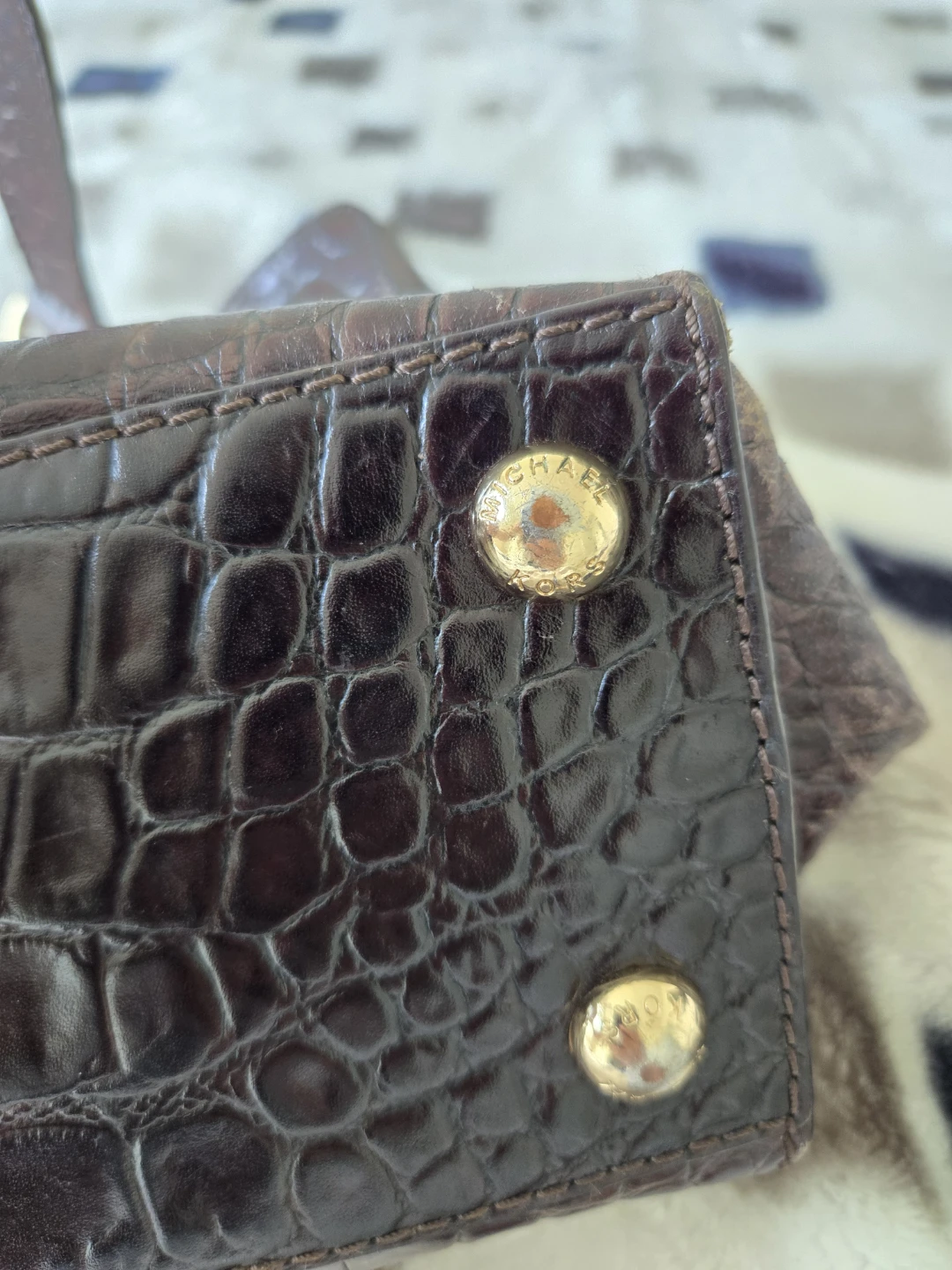 Michael Kors Brown Croc Embossed Leather Handbag - photo 3