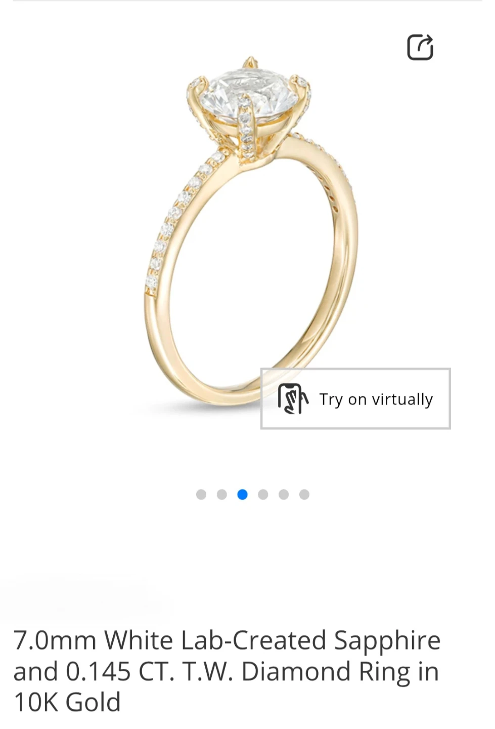 10k Gold Ring w. a Lab-created Sapphire Stone & Natural Diamonds