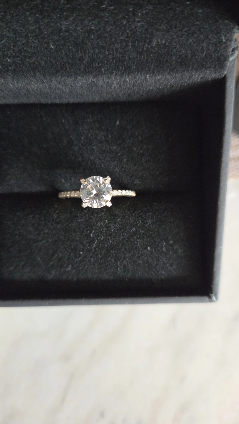 10k Gold Ring w. a Lab-created Sapphire Stone & Natural Diamonds - photo 4