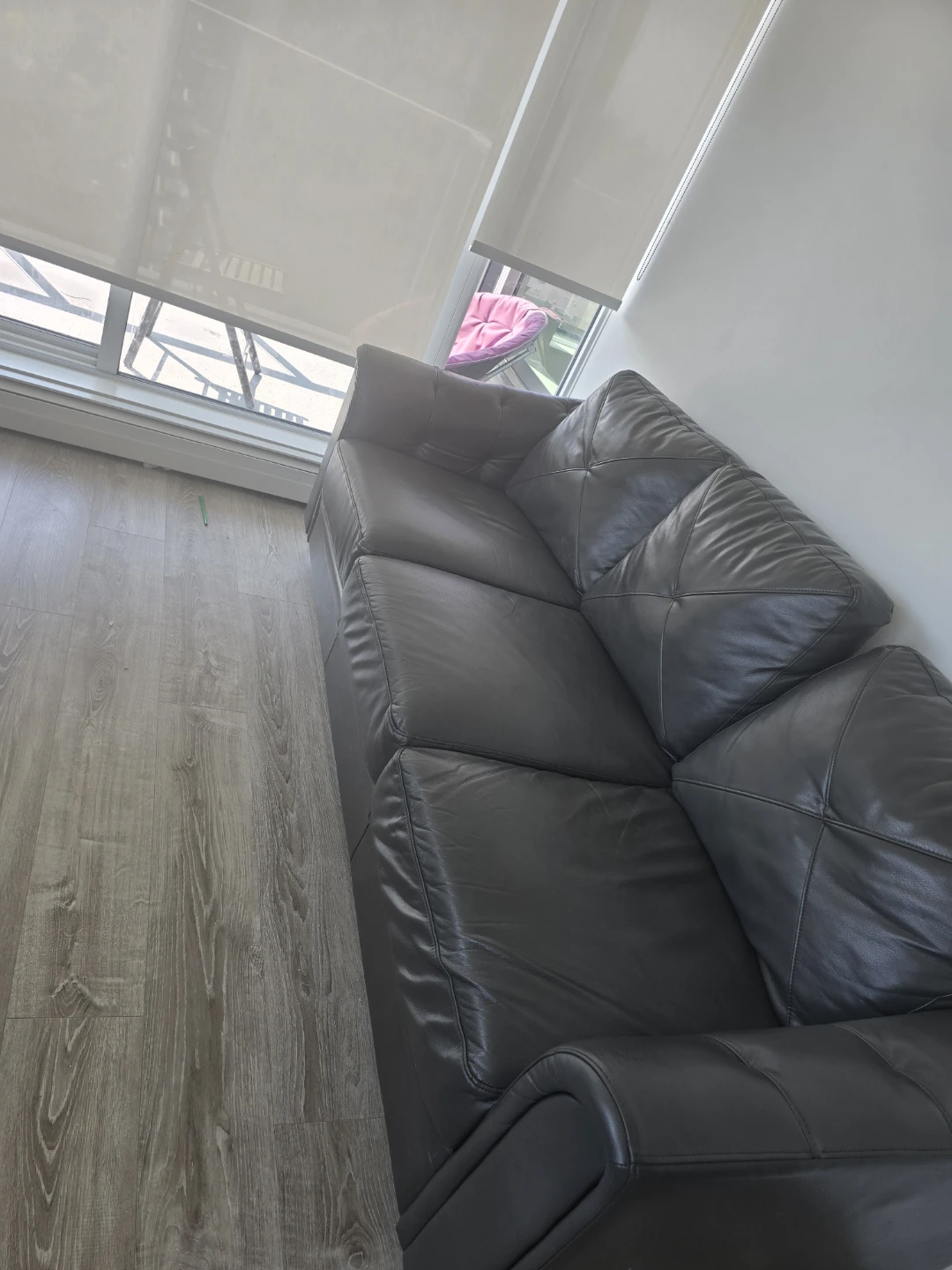 Dark Grey Leather Couch