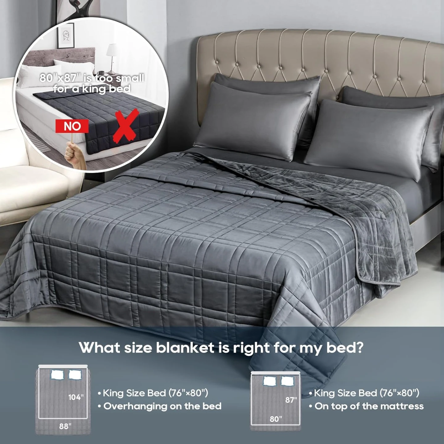 King size OMYSTYLE Grey Weighted Blanket - photo 3