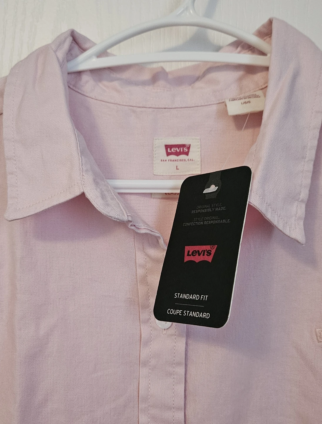 Levi's Pink Standard Fit Long Sleeve Button-Up Shirt - Size L - photo 2
