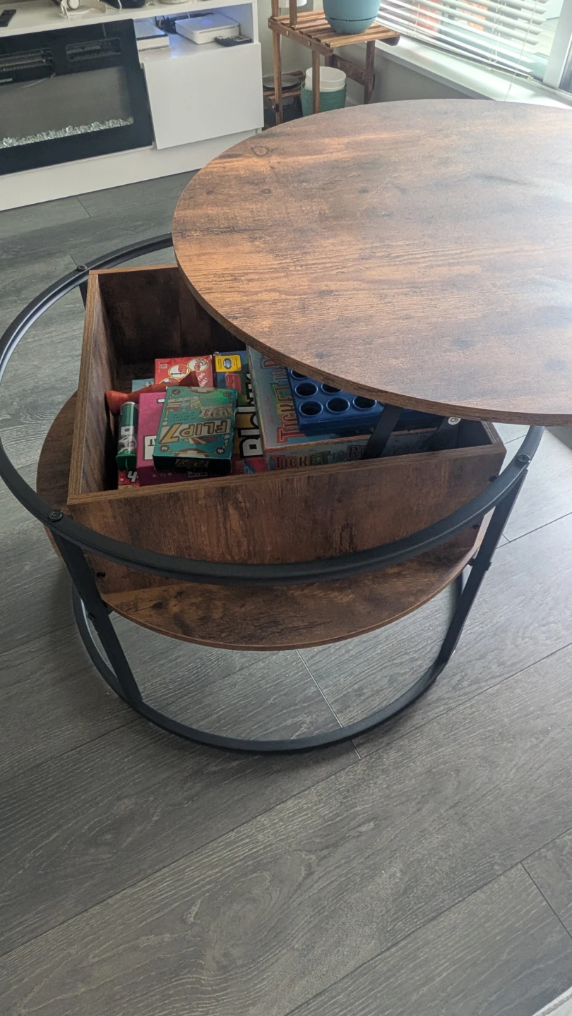 Round Coffee Table with Storage Shelf - photo 2