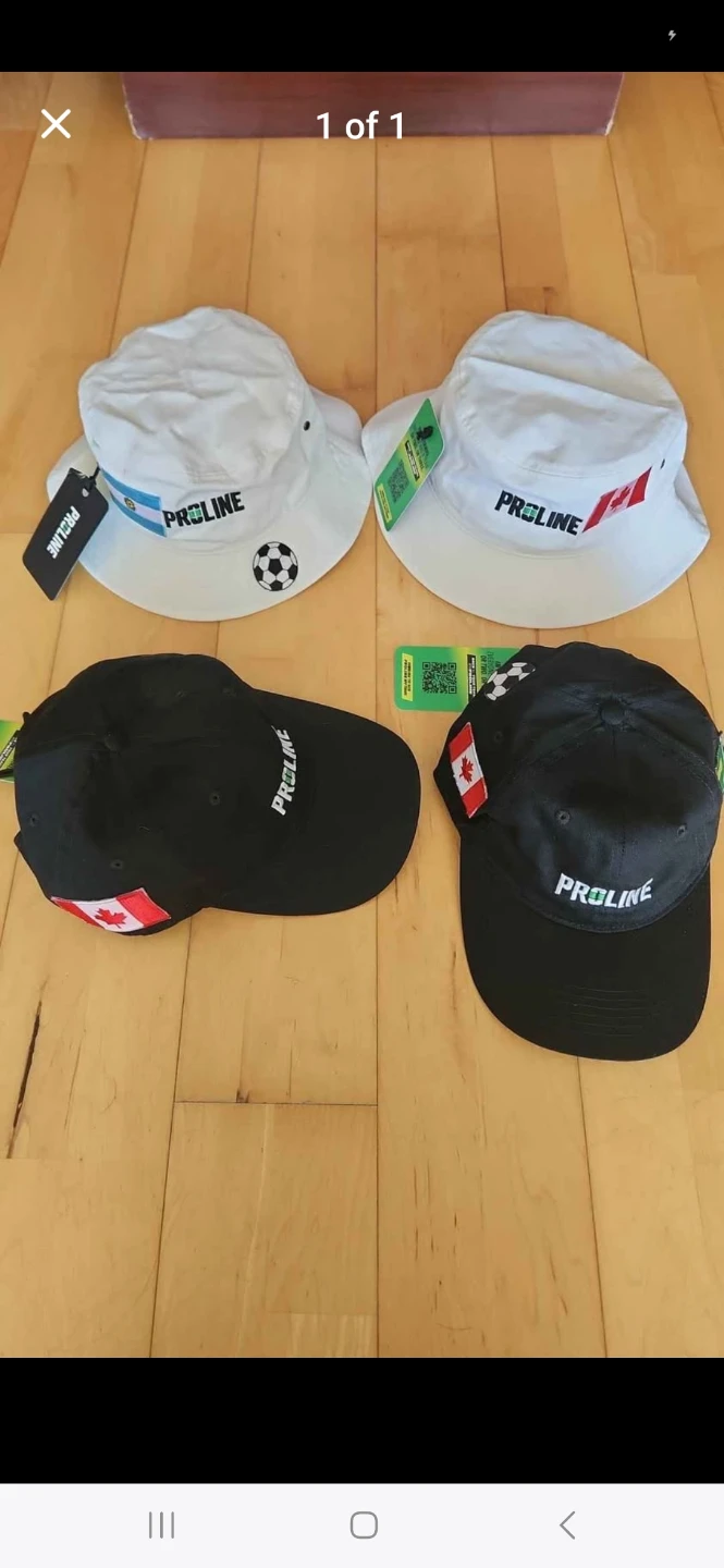 Proline Canada Soccer, Argentina Black Caps/ White Bucket Hats