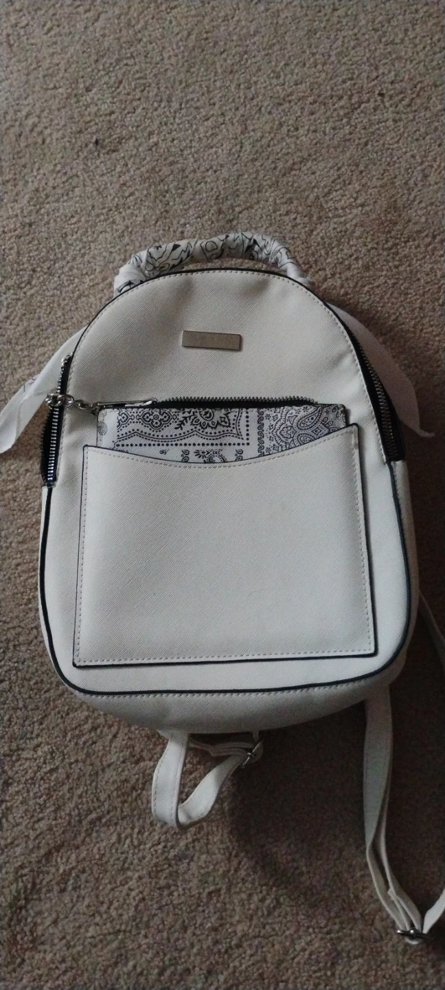 White Mini Backpack with Matching Pouch