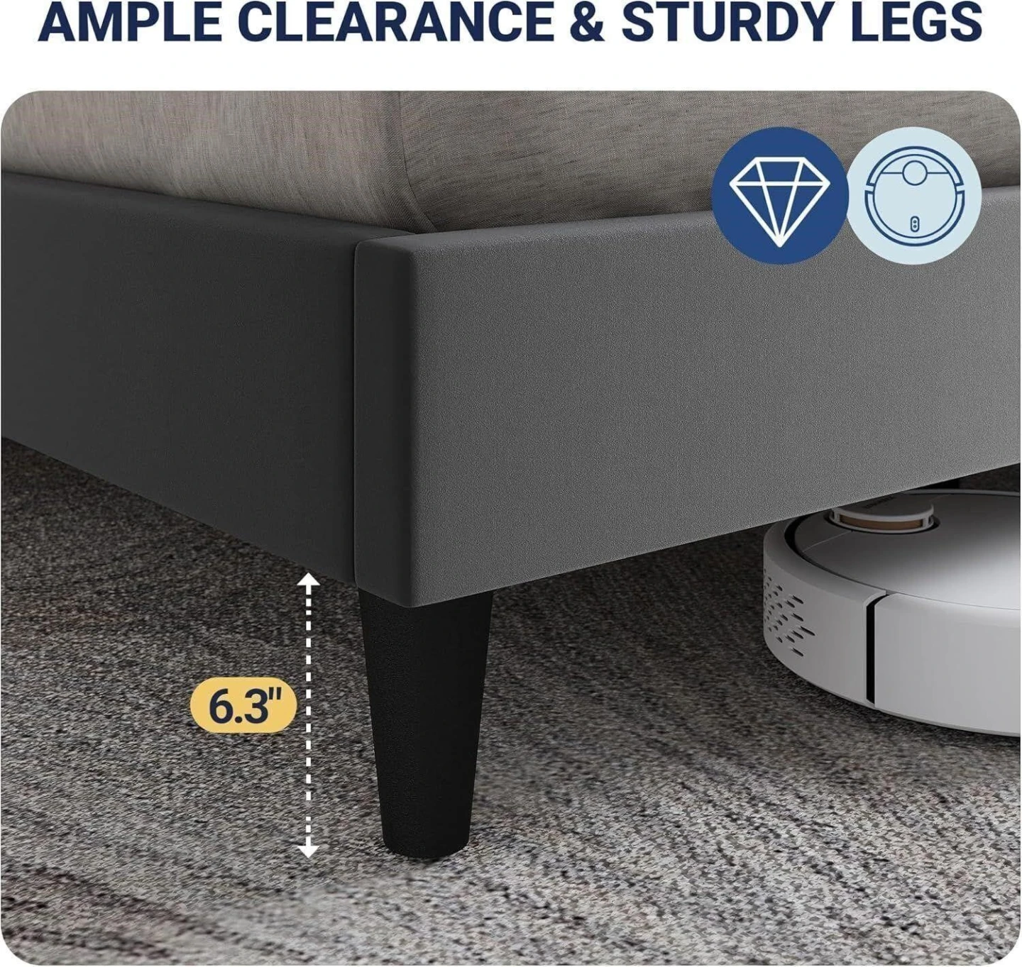 Allewie BNIB Grey Velvet Queen Bed Frame - photo 4