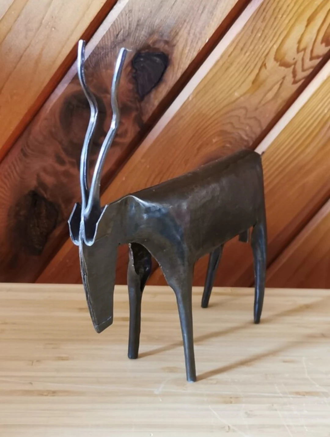 Vintage Handmade Welded Metal Antelope Sculpture MCM Decor - photo 2