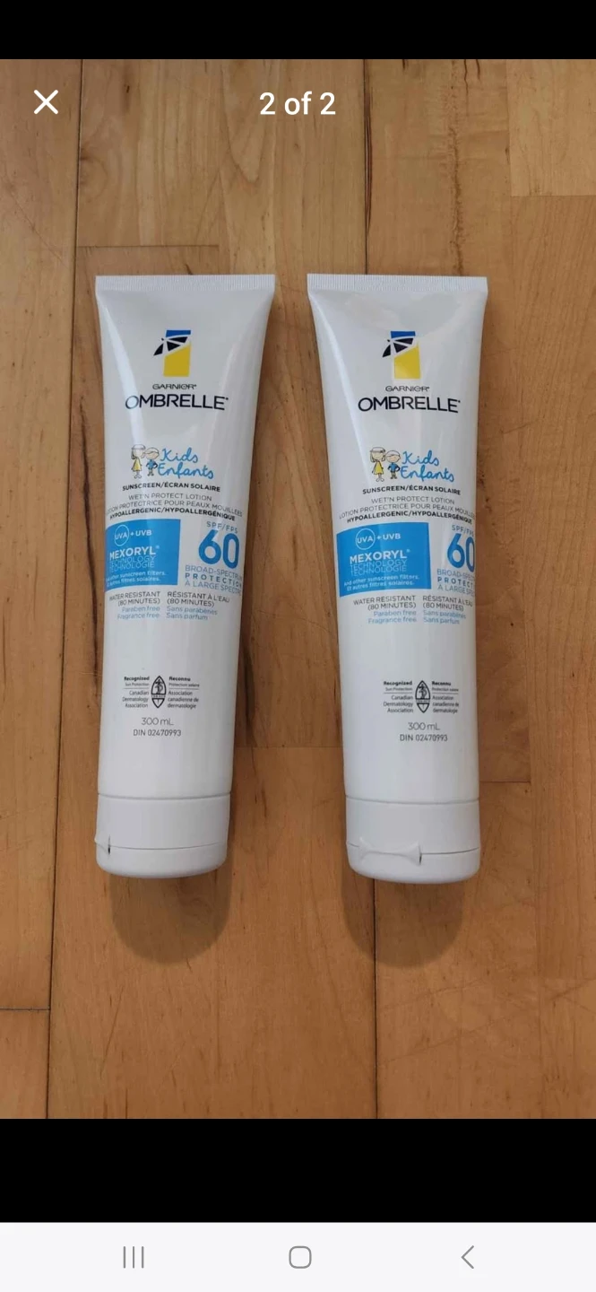 Garnier Ombrelle Kids SPF 60 Sunscreen Lotions (Brand New) - photo 2