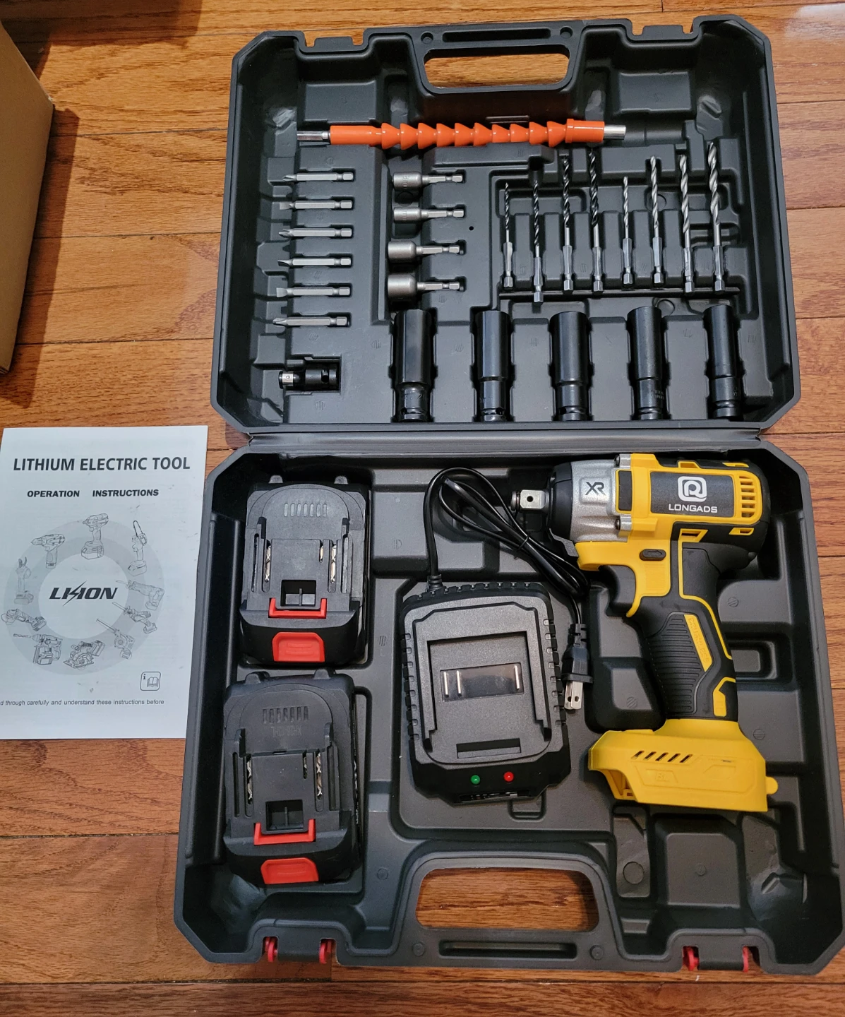 NEW LONGADS 21V Lithium Ion Impact Wrench Tool Kit