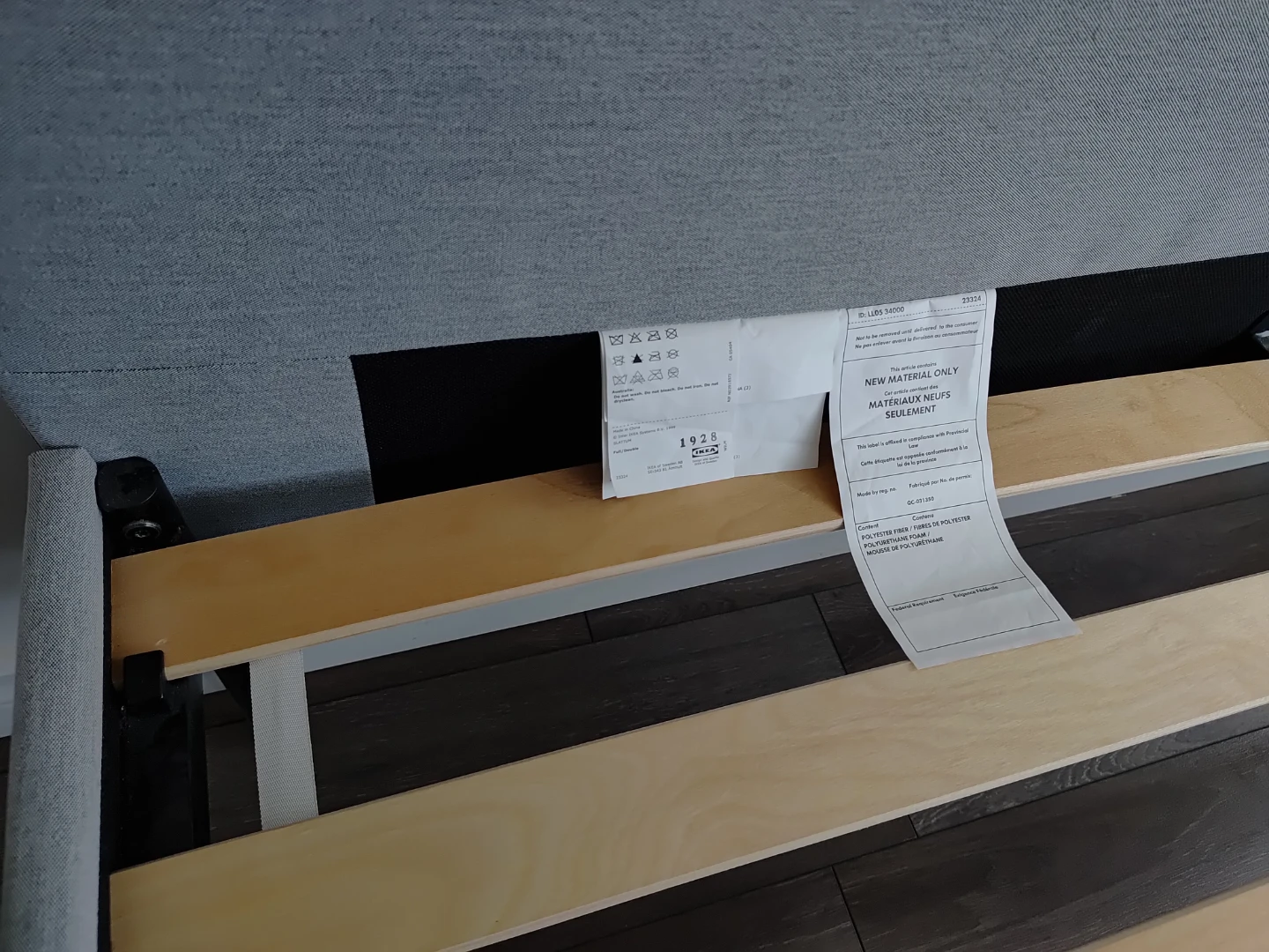 Ikea Grey Upholstered Bed Frame with Slats, full - photo 4