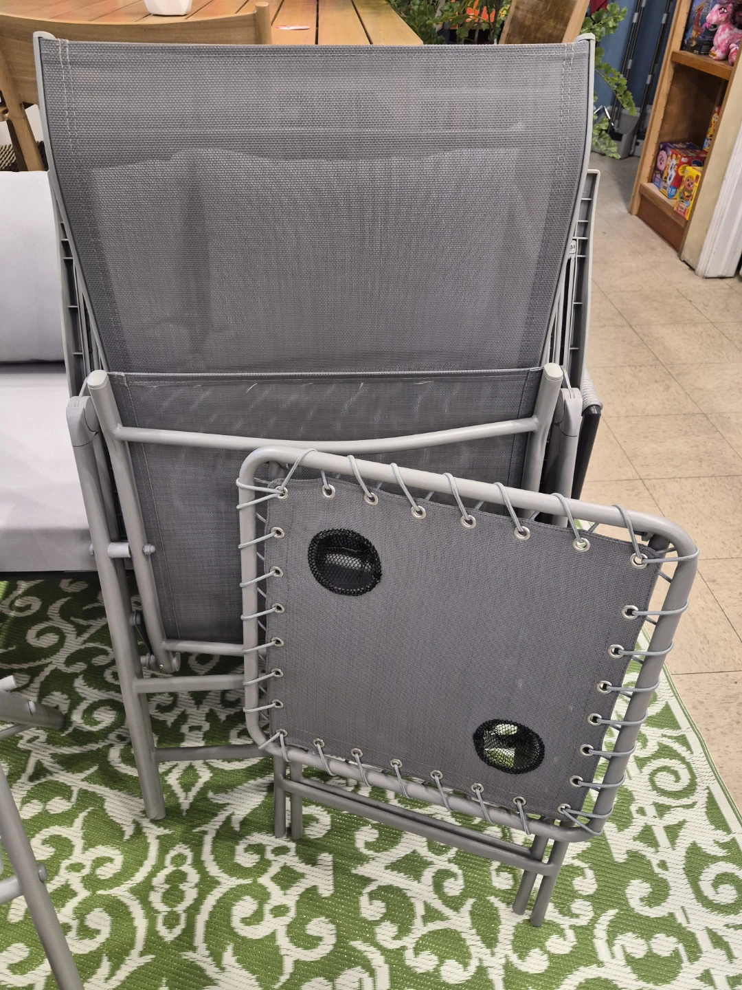 New Gray Outdoor Folding Chairs with Side Table - photo 4