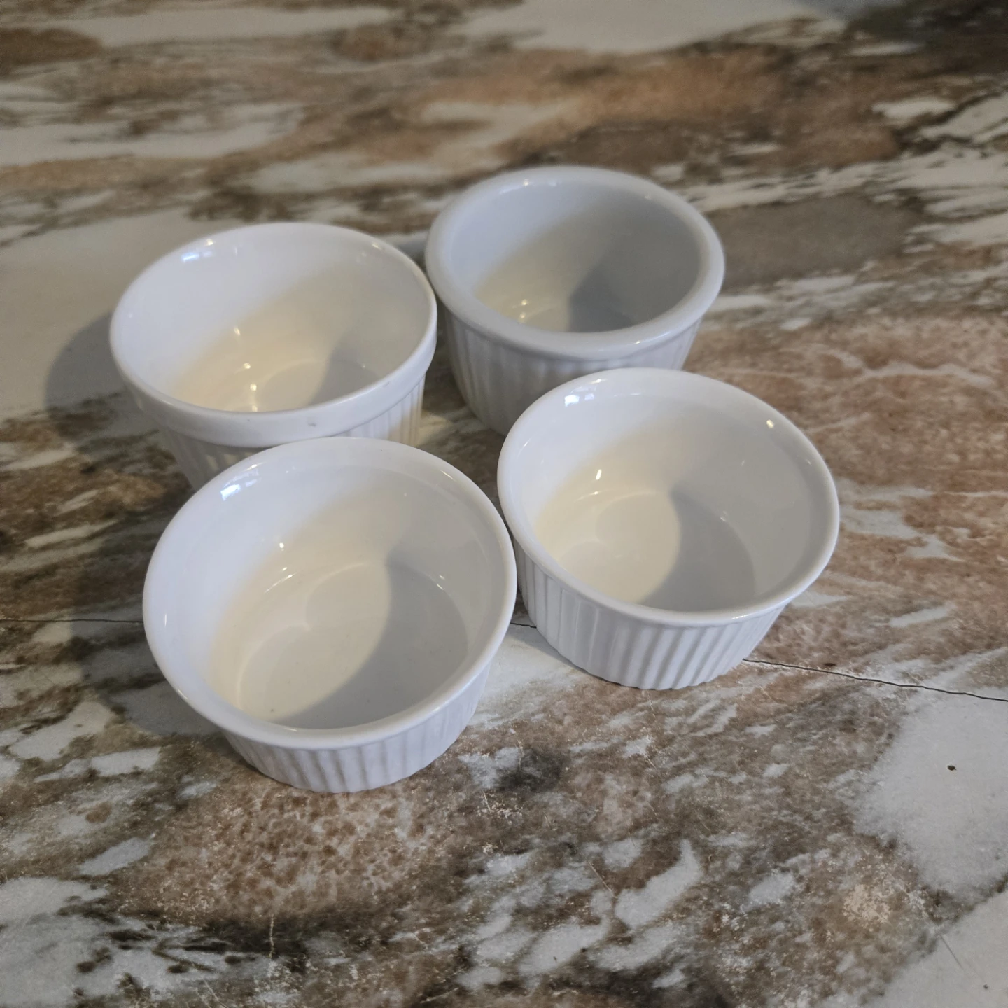 Set of 4 White Ceramic Ramekins