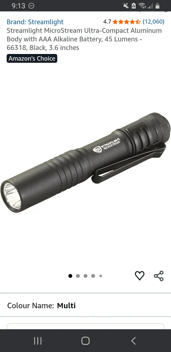 Streamlight microstream aaa flashlight.