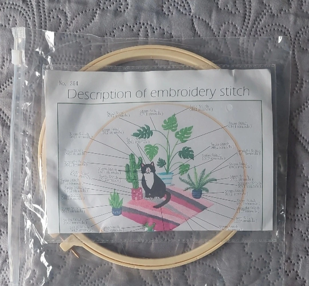 Cat embroidery kit