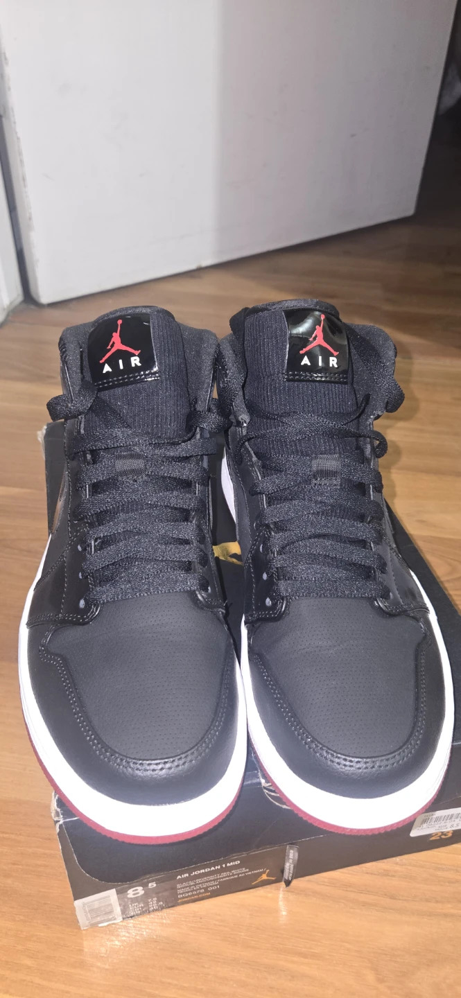 Air Jordan 1 Mid Black Red Shoes - photo 2