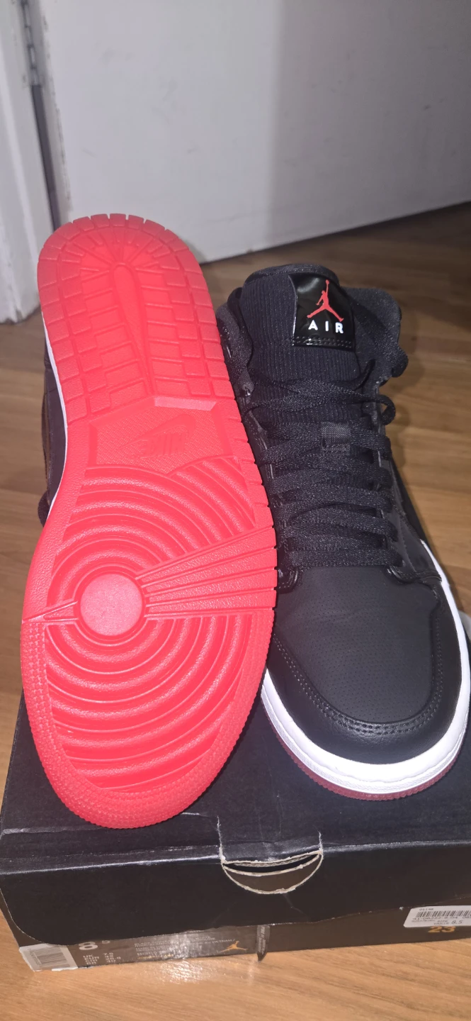 Air Jordan 1 Mid Black Red Shoes - photo 3