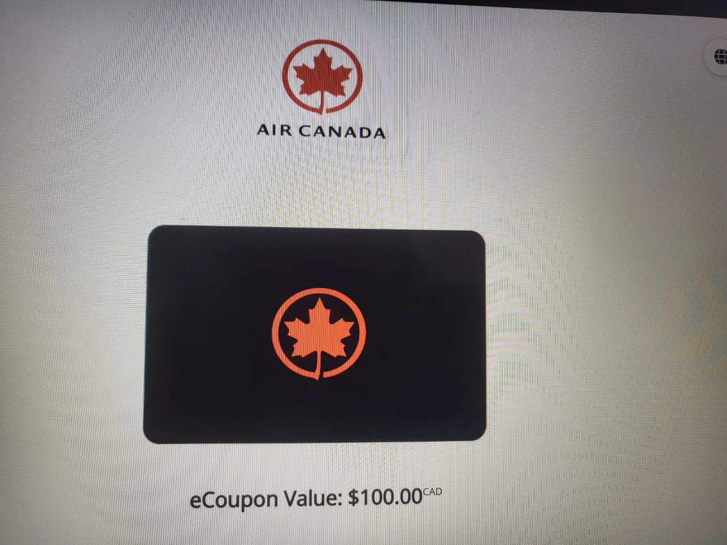 Air Canada $100 CAD e-coupon