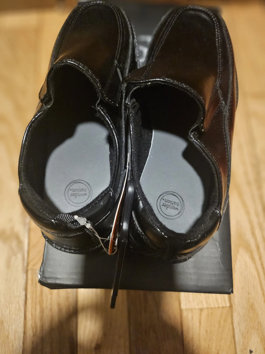 Wonder Nation Black Slip-On Dress Shoes Size 1 - photo 3