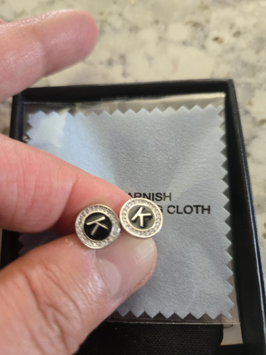 K initial stud earrings 925 - photo 2