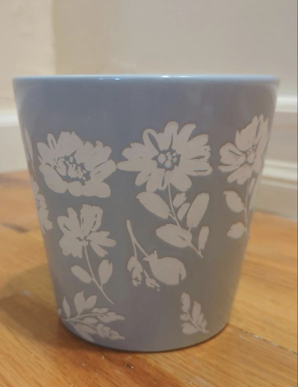 Light Blue Floral Ceramic Pot