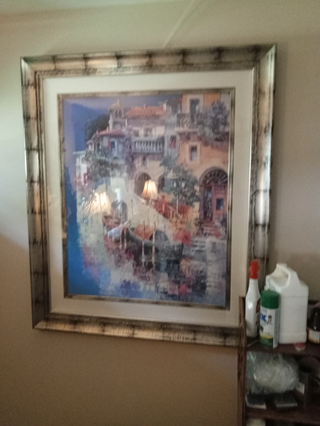 Framed Art Print of Italian Canal Scene