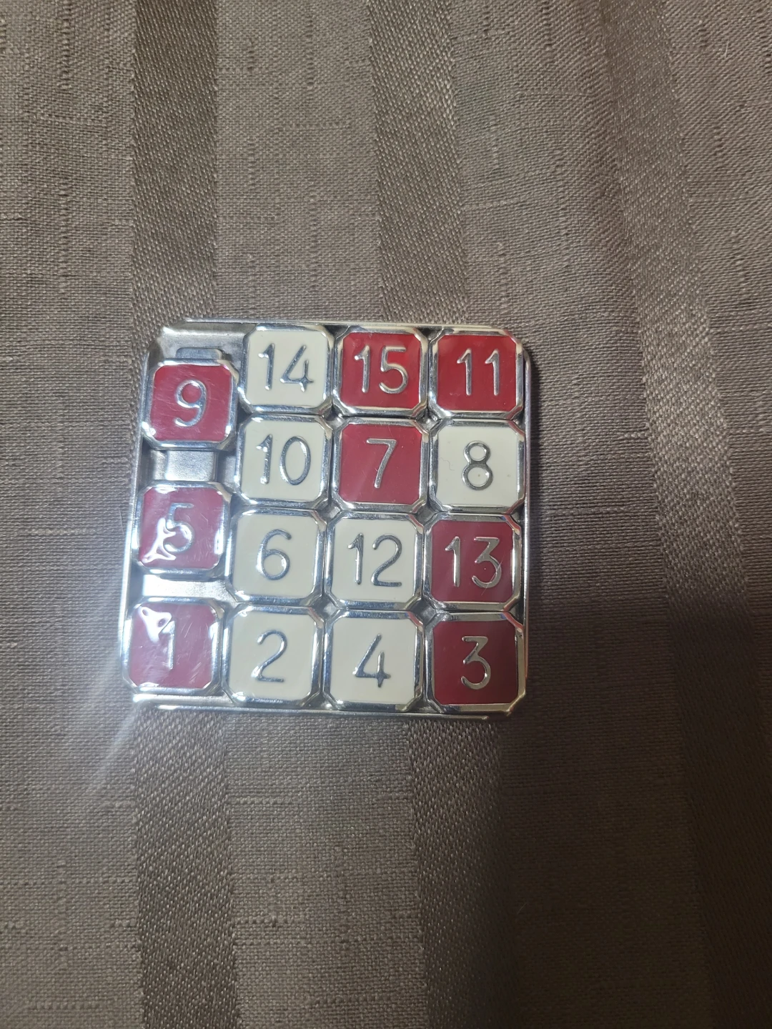 Vintage Metal Sliding 15 Letters Tile Puzzle Game