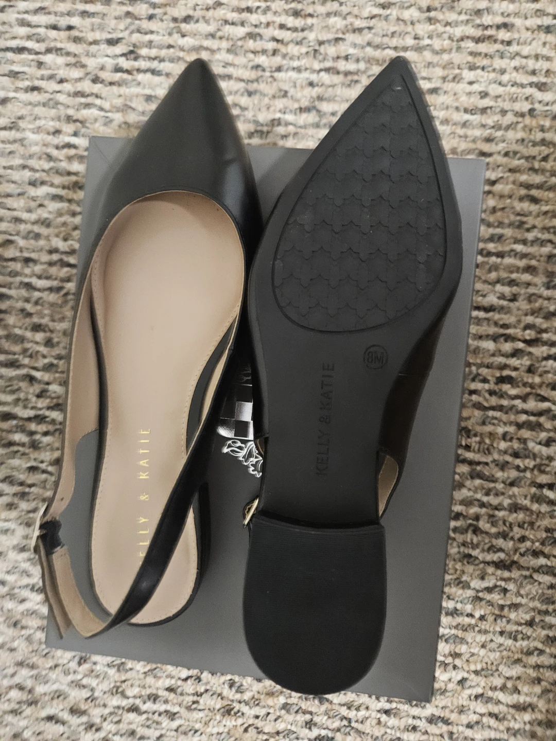 Black sling back low heel size 8M women - photo 4