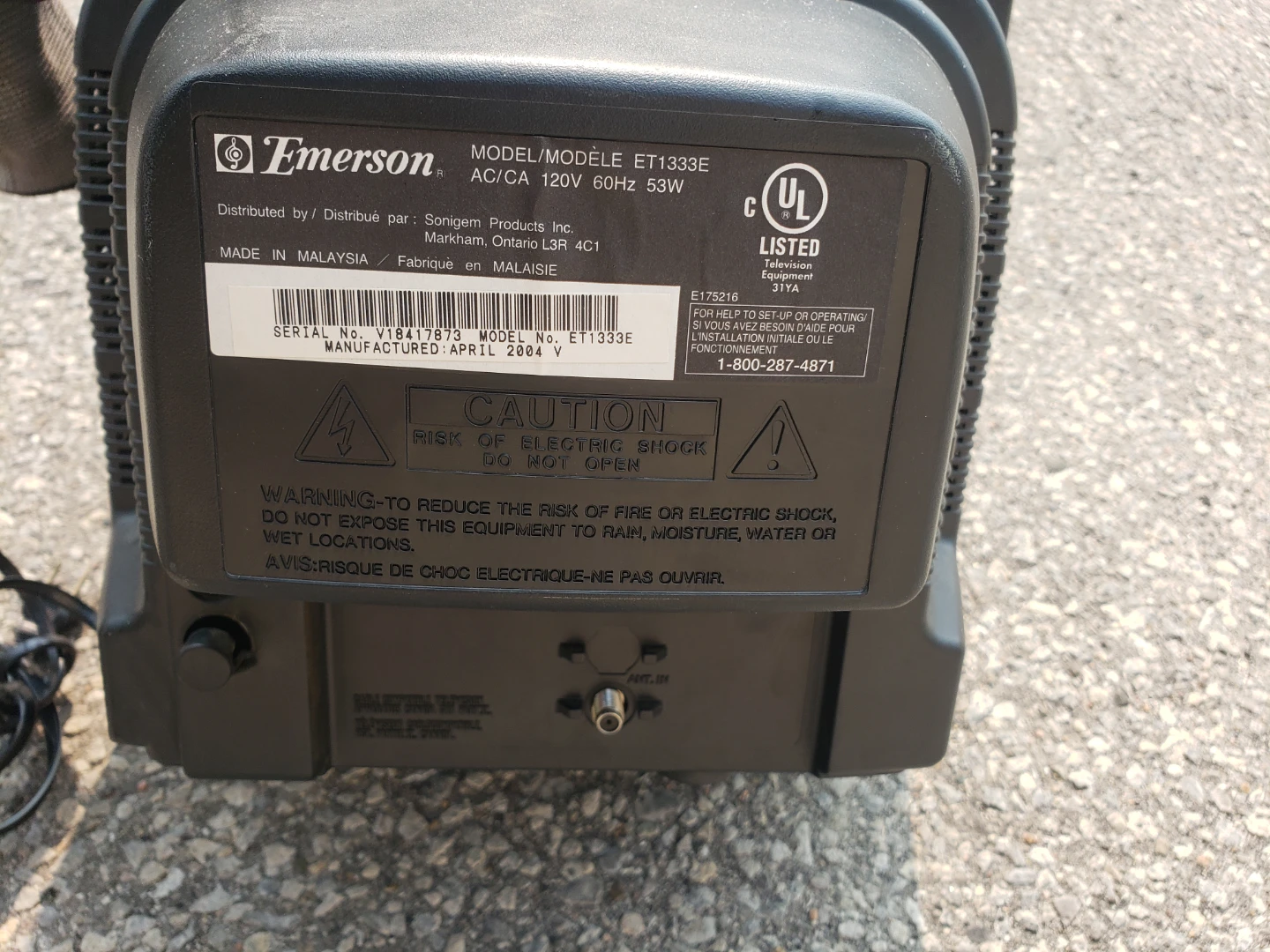 Emerson ET1333E 13-inch CRT Television - photo 2