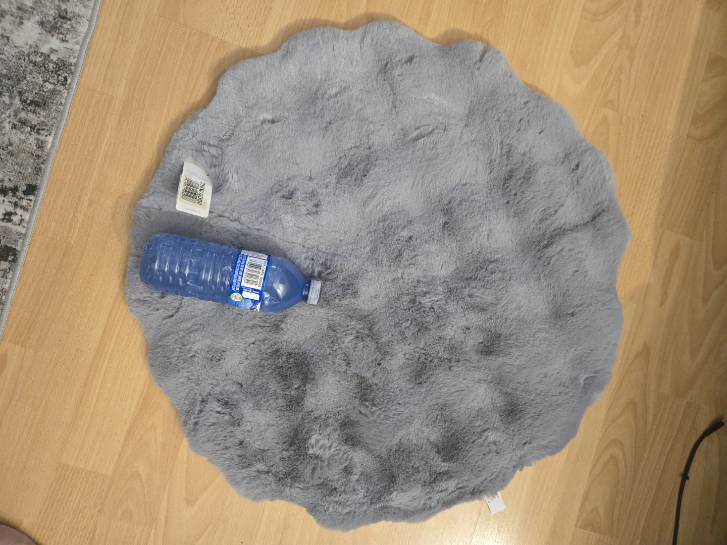 Grey Faux Fur Round Rug
