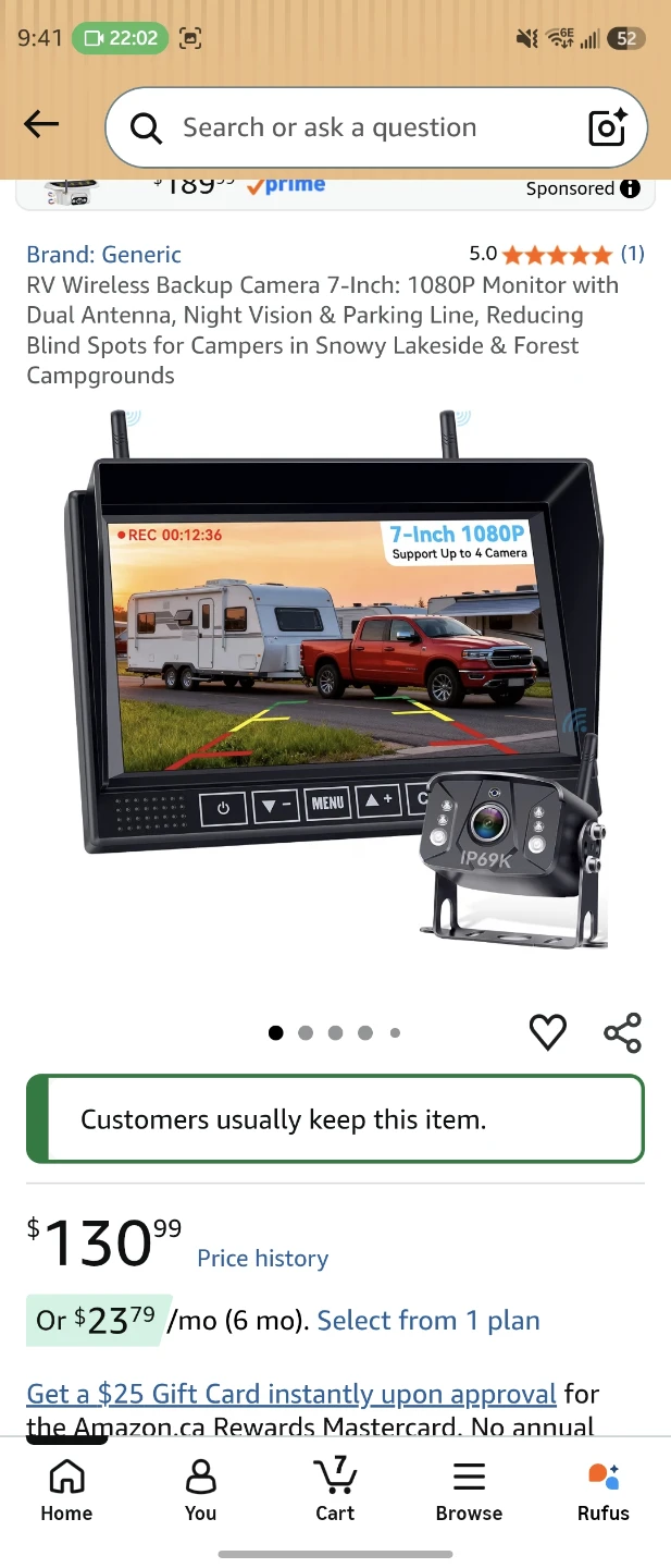 AMTFED Backup Camera System with 7-Inch Monitor