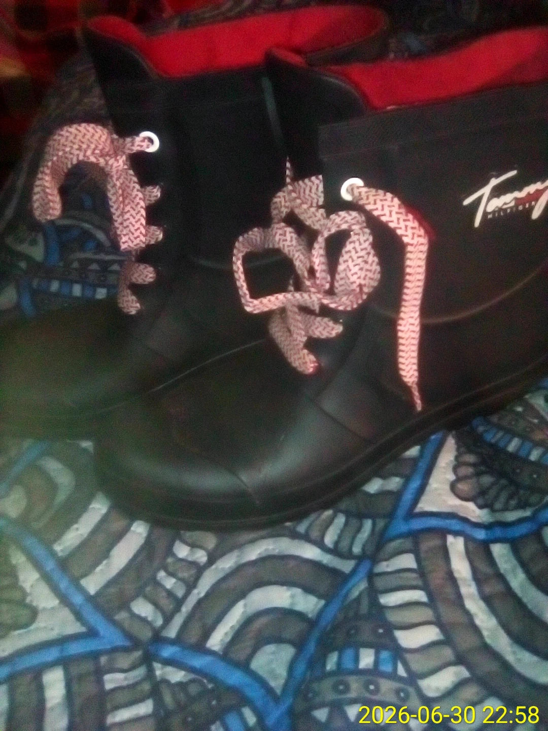 Tommy Hilfiger Black Rain Boots with Pink Laces - photo 2