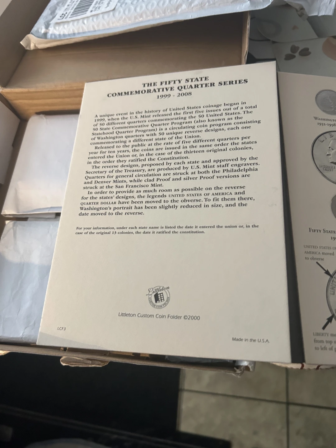 Littleton Custom Coin Folder - Fifty State Quarters 1999-2008