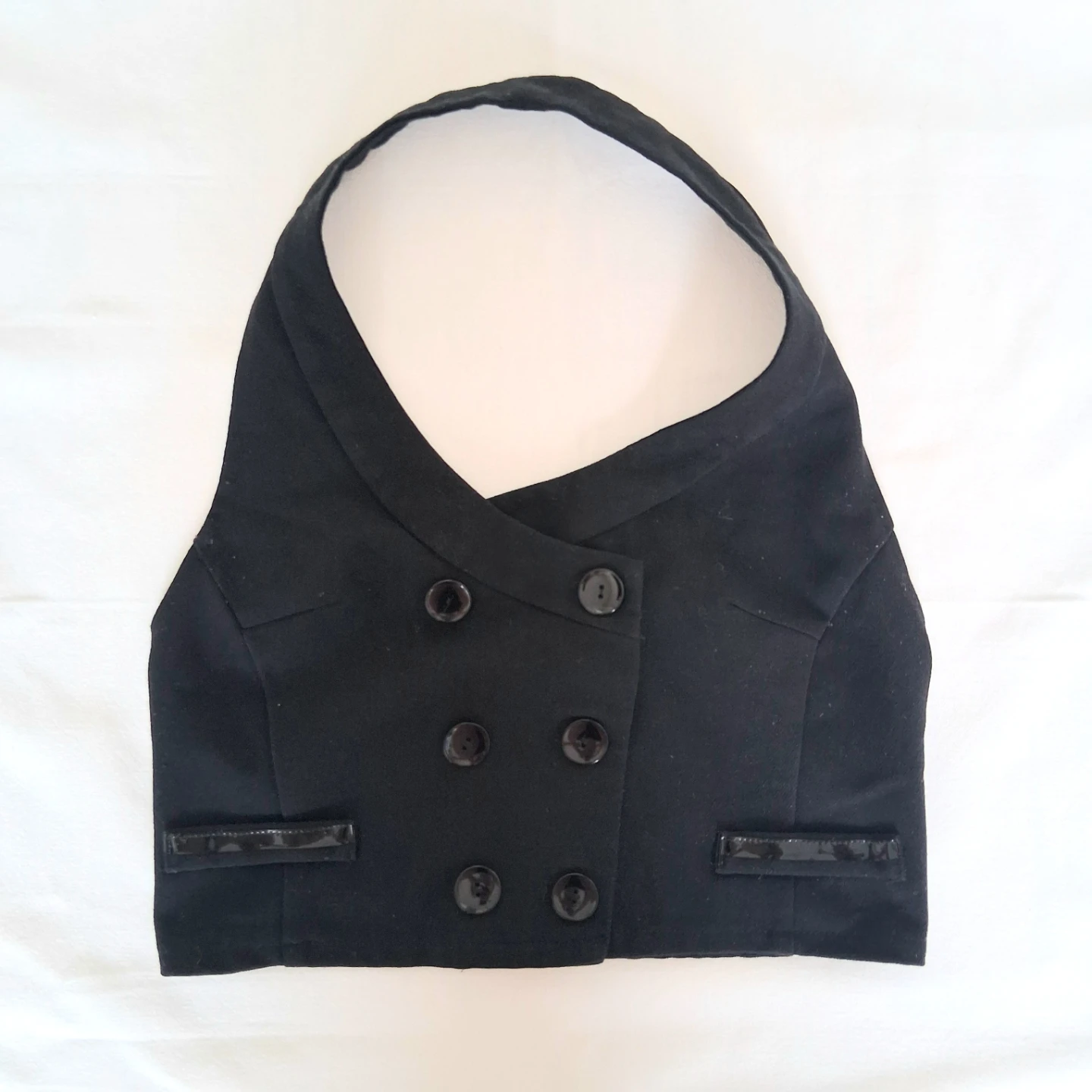 Double Breasted Halter Crop Top, Women Sz S