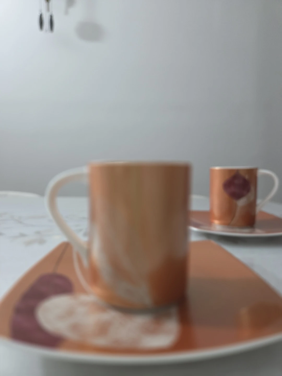 Mikasa Set of 2 Orange Leaf Design Coffee Mugs and Saucers - photo 3