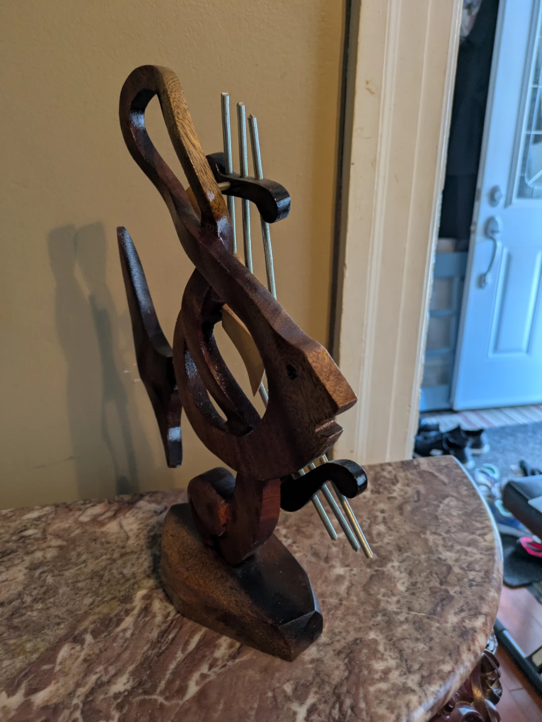 Wooden Fish Musical Note Sculpture - photo 2